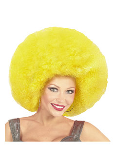 pruik, afro extra groot geel