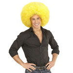 pruik, afro extra groot geel