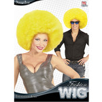pruik, afro extra groot geel
