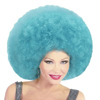 pruik, afro extra groot azuur