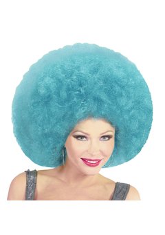 pruik, afro extra groot azuur
