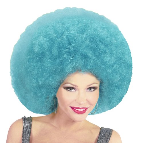 pruik, afro extra groot azuur