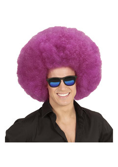 pruik, afro extra groot paars