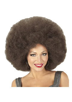 pruik, afro extra groot koffie kleur