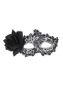 oogmasker glitter bloemen met zwarte roos