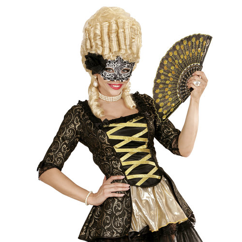 oogmasker glitter bloemen met zwarte roos