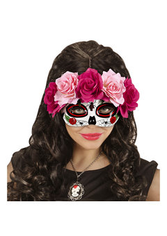 oogmasker dia de los muertos met rode/rose rozen