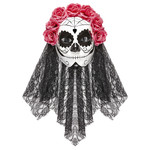 masker dia de los muertos met sluier en rose rozen