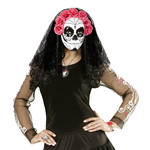 masker dia de los muertos met sluier en rose rozen
