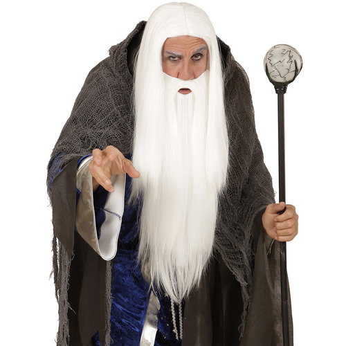pruik, tovenaar met baard