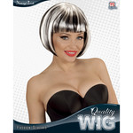 pruik, streaks zwart/wit
