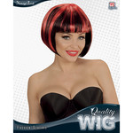 pruik, streaks zwart/rood