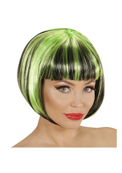 pruik, streaks zwart/groen