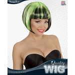 pruik, streaks zwart/groen