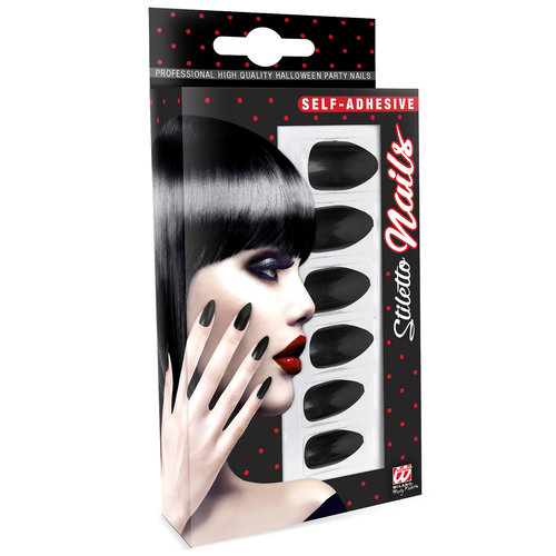 nagels, stiletto zwart