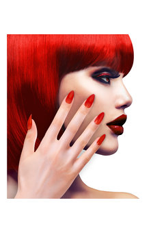 nagels, stiletto rood