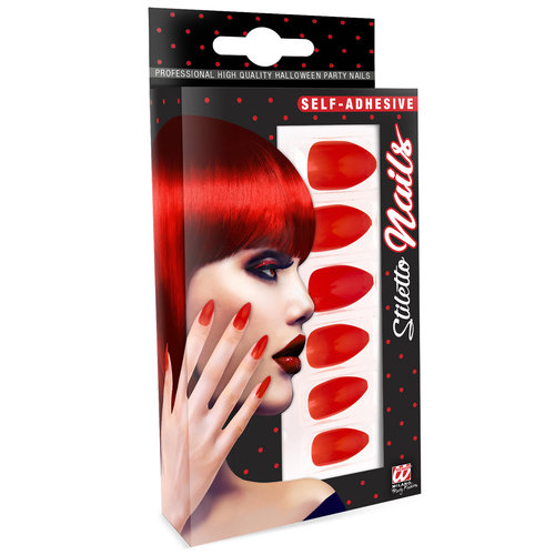 nagels, stiletto rood