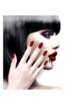 nagels, stiletto bordeaux rood