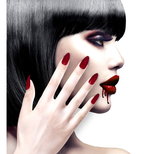 nagels, stiletto bordeaux rood