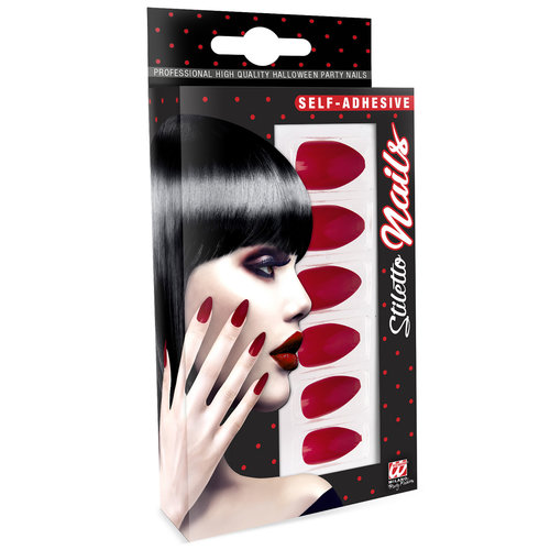 nagels, stiletto bordeaux rood