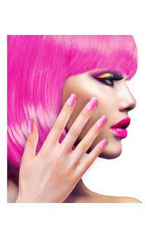 nagels, airbrush neon rose
