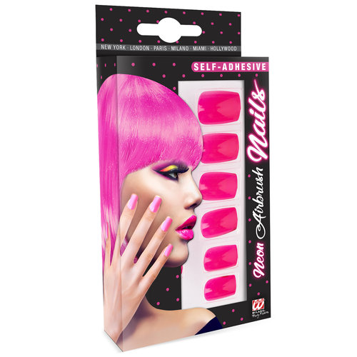 nagels, airbrush neon rose