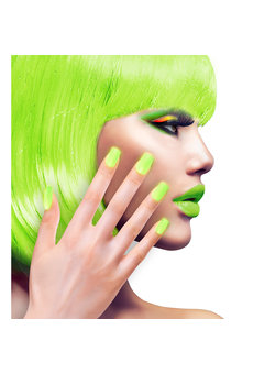 nagels, airbrush neon groen