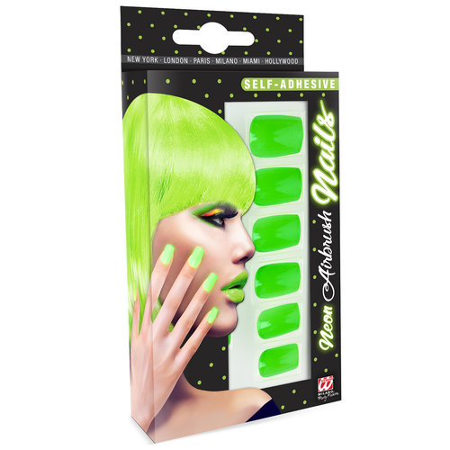 nagels, airbrush neon groen
