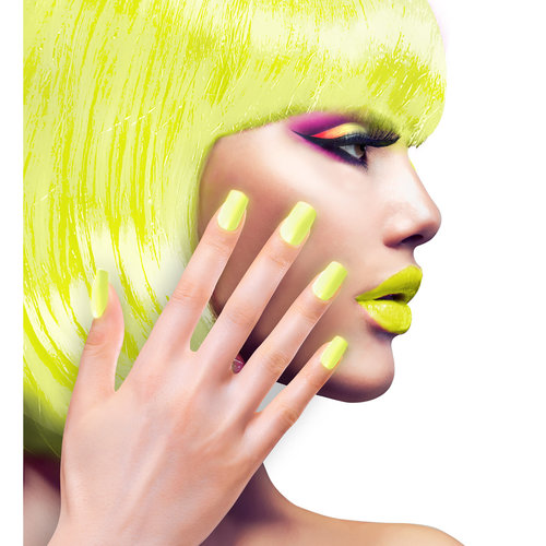nagels, airbrush neon geel