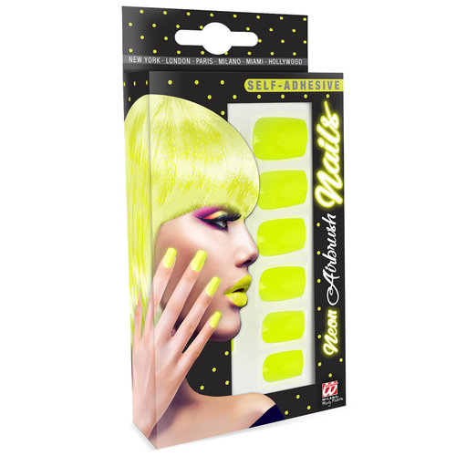 nagels, airbrush neon geel
