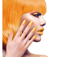 nagels, airbrush neon oranje