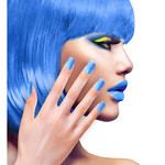 nagels, airbrush neon blauw