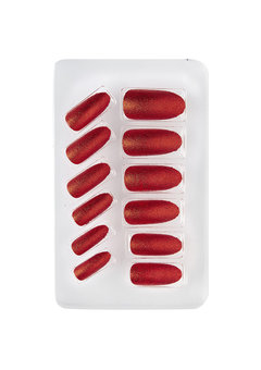 nagels, glitter rood