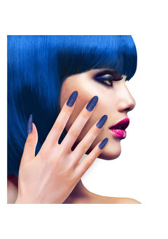 nagels, glitter blauw