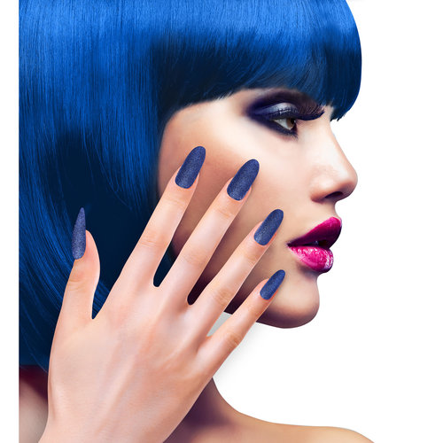 nagels, glitter blauw