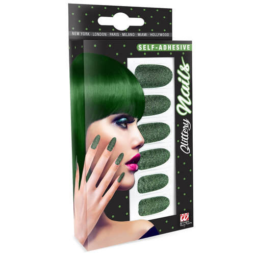 nagels, glitter groen