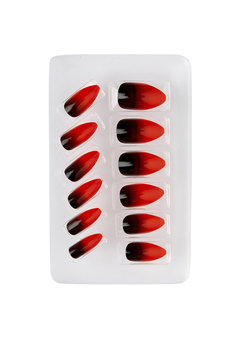 nagels, stiletto rood/zwart