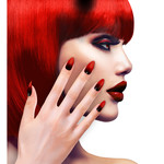 nagels, stiletto rood/zwart
