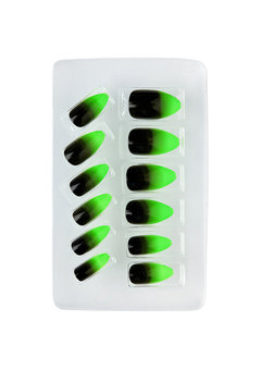 nagels, stiletto zwart/neon groen