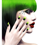 nagels, stiletto zwart/neon groen