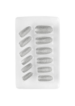 nagels, iriserend glitter zilver