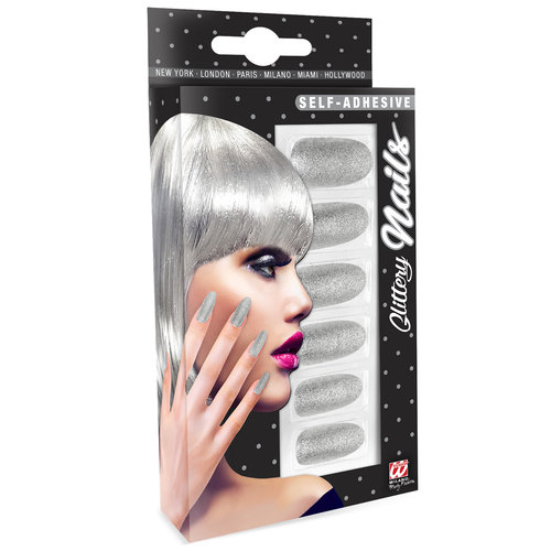 nagels, iriserend glitter zilver