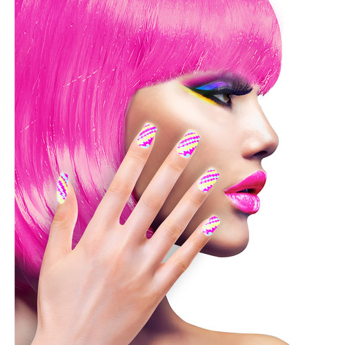 nagels, streepjes neon