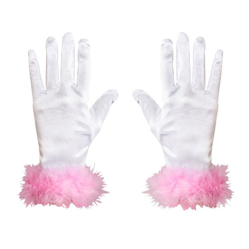handschoenen satijn kind marabou