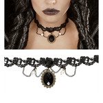nekband gothic met zwarte steen en rozen