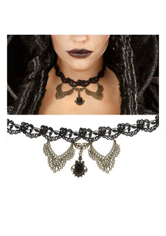 nekband gothic strass met rozen