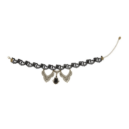 nekband gothic strass met rozen