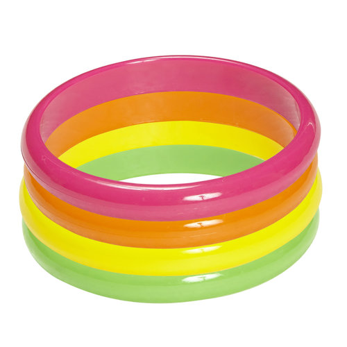 set van 4 neon armbanden