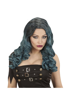 pruik, rihanna zwart/blauw/groen