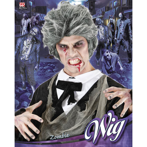 pruik, zombie man grijs